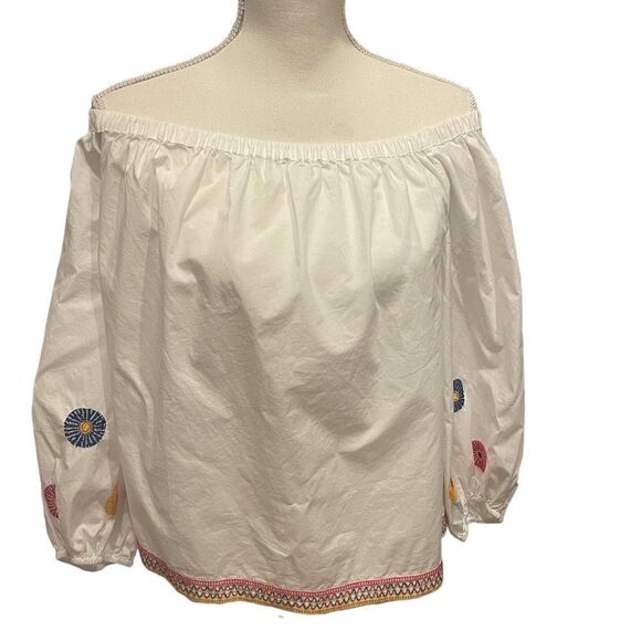 NWT Madewell Women’s Embroidered Off the Shoulder Top White Long Balloon Sleeve - Picture 9 of 9